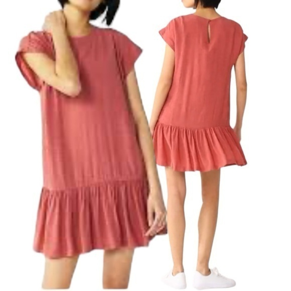 Women's Nine West Mauve Short Sleeve Flounce Mini Dress